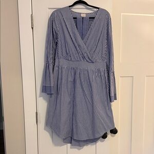 a new day Blue Striped Midi Dress